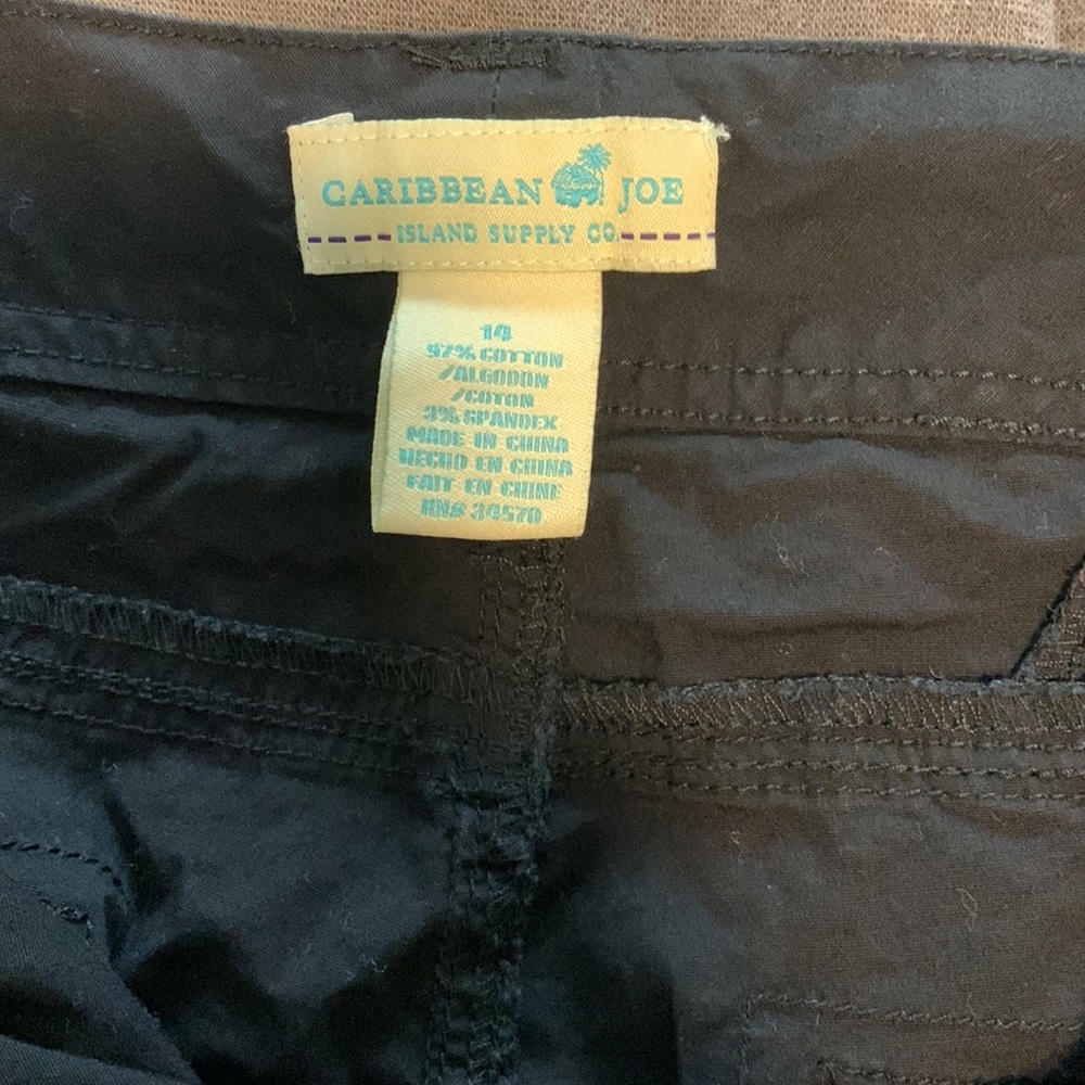 Caribbean Joe Convertible Roll Bottom Pants-Black-size 14 - Picture 3 of 4